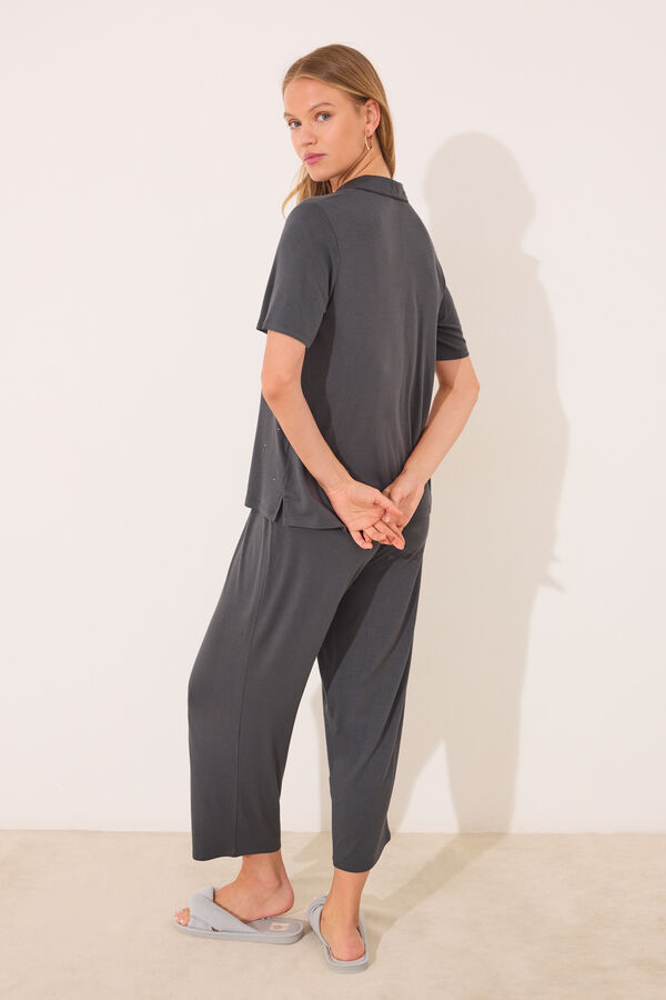 Womensecret Pijama camisera Capri de viscosa gris gris