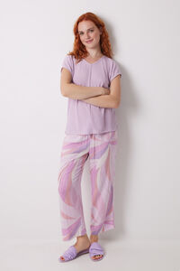 Womensecret Pijama capri estampado geométrico lila  morado/lila