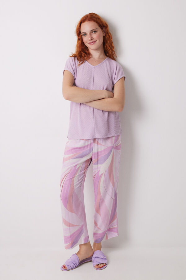 Womensecret Pijama capri estampado geométrico lila  morado/lila