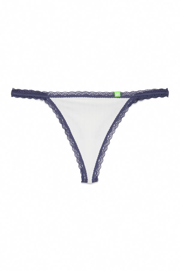 Womensecret Tanga de pointelle blanca sin costuras blanco