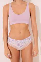 Womensecret Panty brasileño ancha con estampado de flores multicolor estampado
