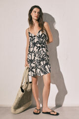 Women'secret Vestido corto de tirantes estampado negro