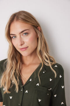 Womensecret Pijama camisera de algodón con logo de Mickey Mouse kaki