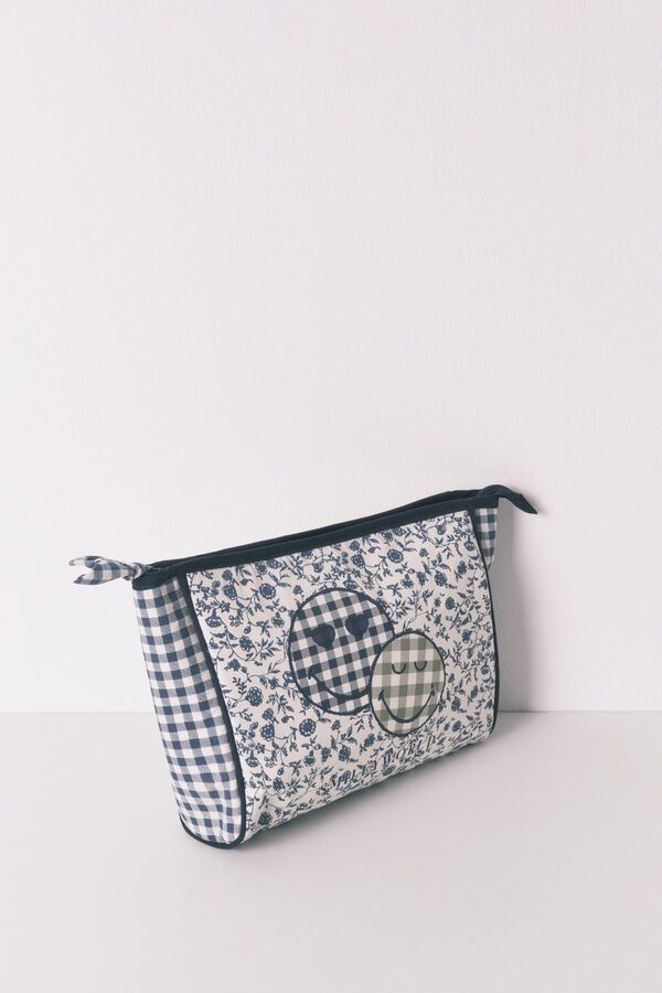 Women'secret Neceser de nailon SmileyWorld® azul mediano estampado