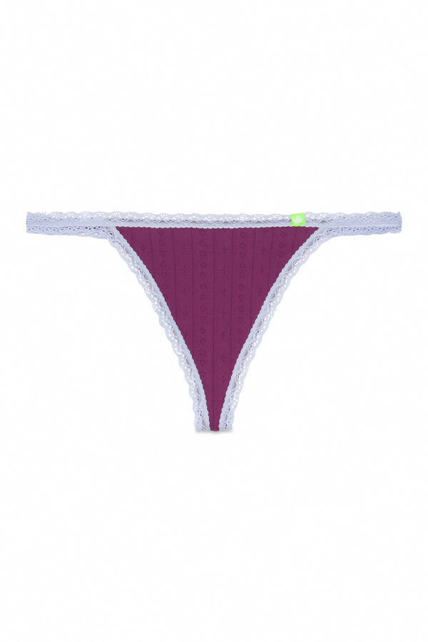 Womensecret Tanga pointelle tanga vino púrpura