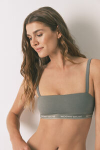 Women'secret Top sin costuras costuras de algodón color caqui