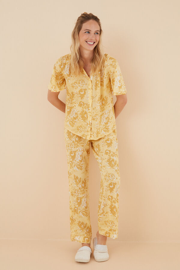 Womensecret Pijama camisera larga flores amarillo estampado