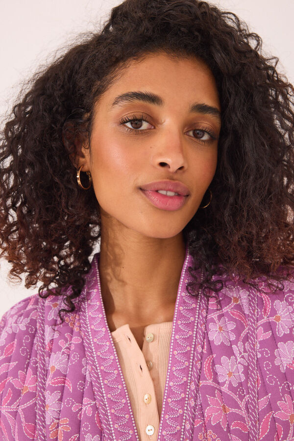 Womensecret Chaleco acolchado morado con estampado floral estampado