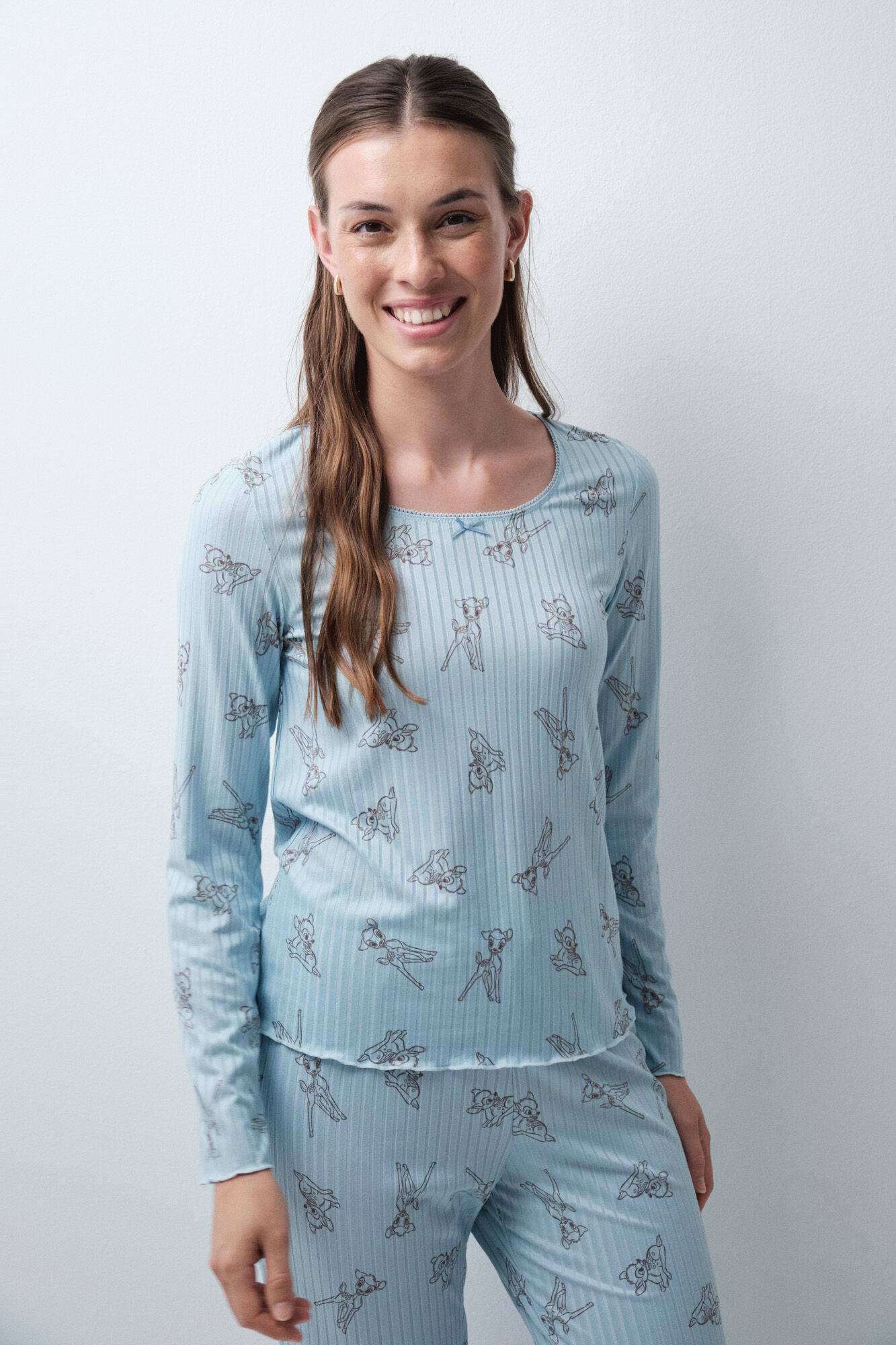Women'secret Pijama larga azul de tacto suave