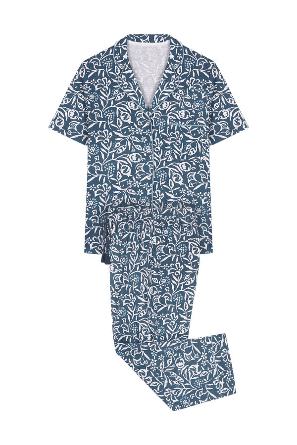 Womensecret Pijama camisera 100% algodón Capri estampado flores estampado