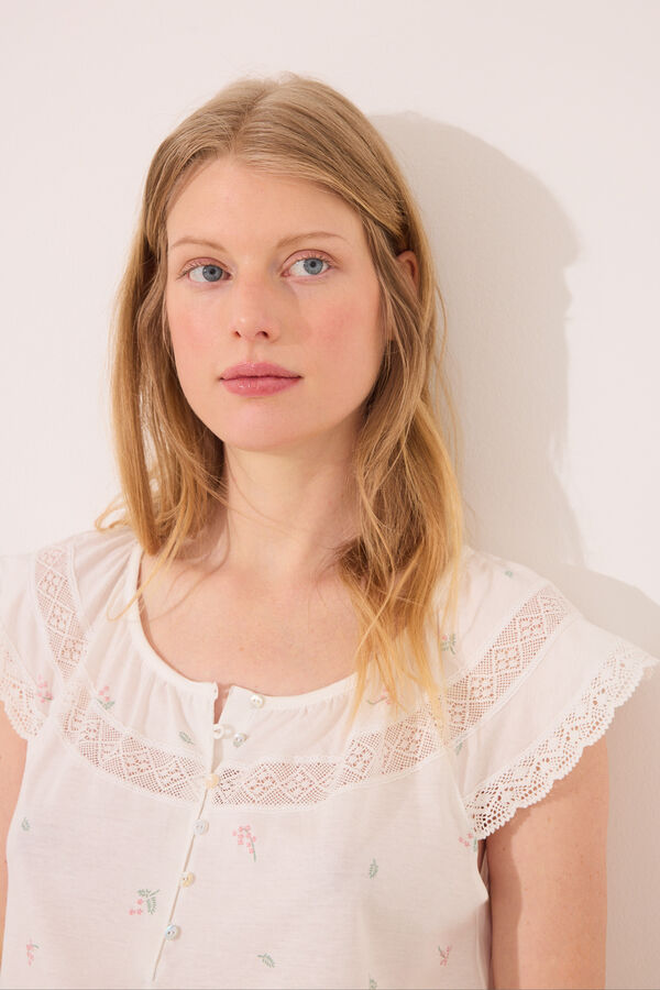 Womensecret Camisón de premamá de algodón blanco blanco