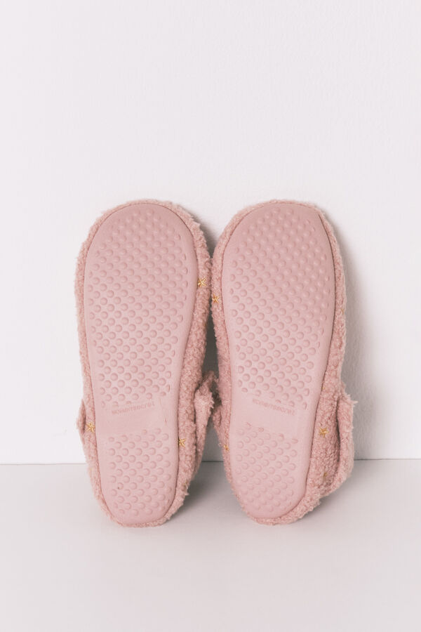 Women'secret Pantuflas para casa de borrego con purpurina rosa rosa