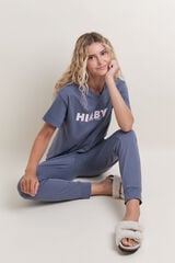 HI&BYE Pijama de algodón con estampado azul azul