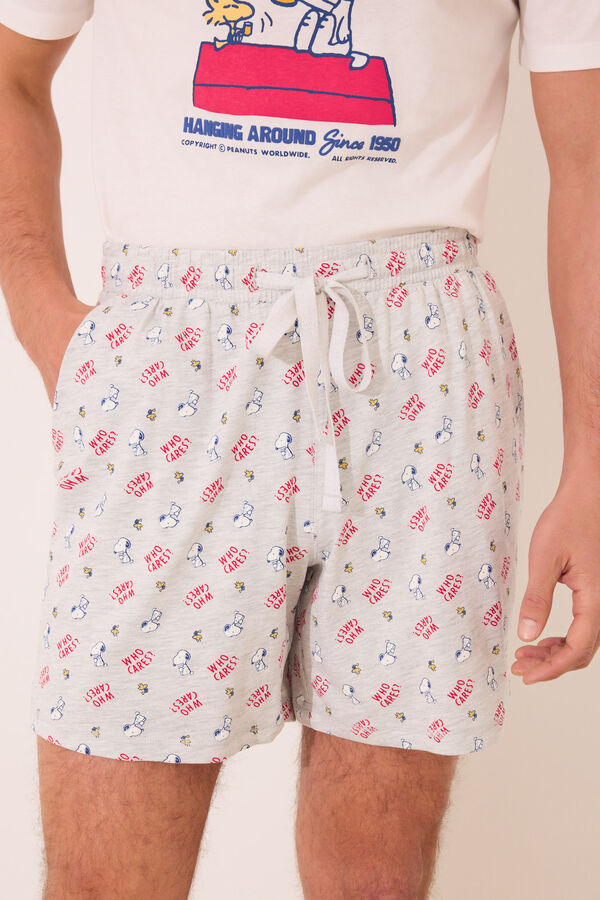Womensecret Pijama corta hombre Snoopy 100% algodón marfil
