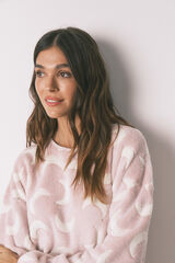 Women'secret Pijama larga polar mousse lunas rosa