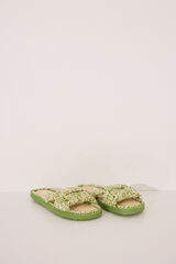 Womensecret Pantuflas para casa con parte superior anudada de rafia verde verde