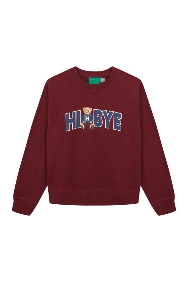 HI&BYE Sudadera de felpa con logo de osito granate p&uacute;rpura