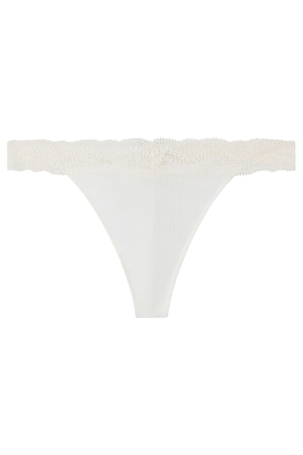 Womensecret Tanga algodón y encaje marfil marfil