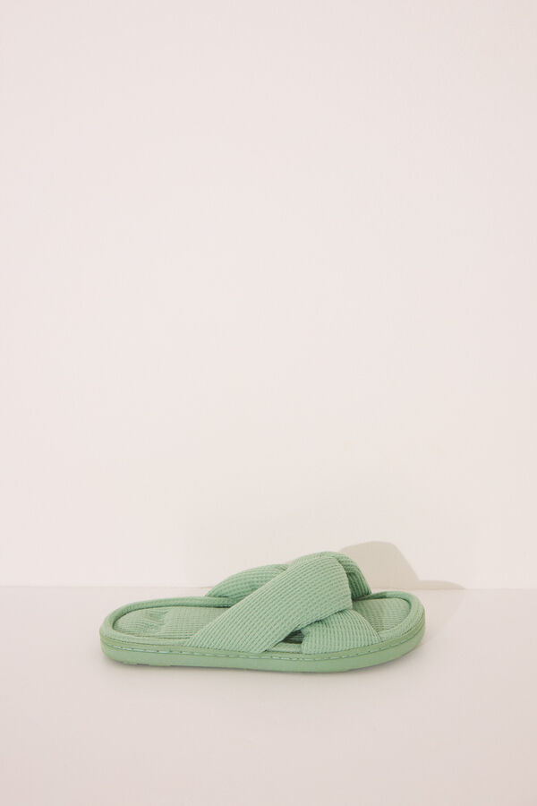 Womensecret Zapatillas abiertas con diseño de gofre verde verde