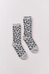 Women'secret Calcetines largos de piel con estampado de leopardo gris gris