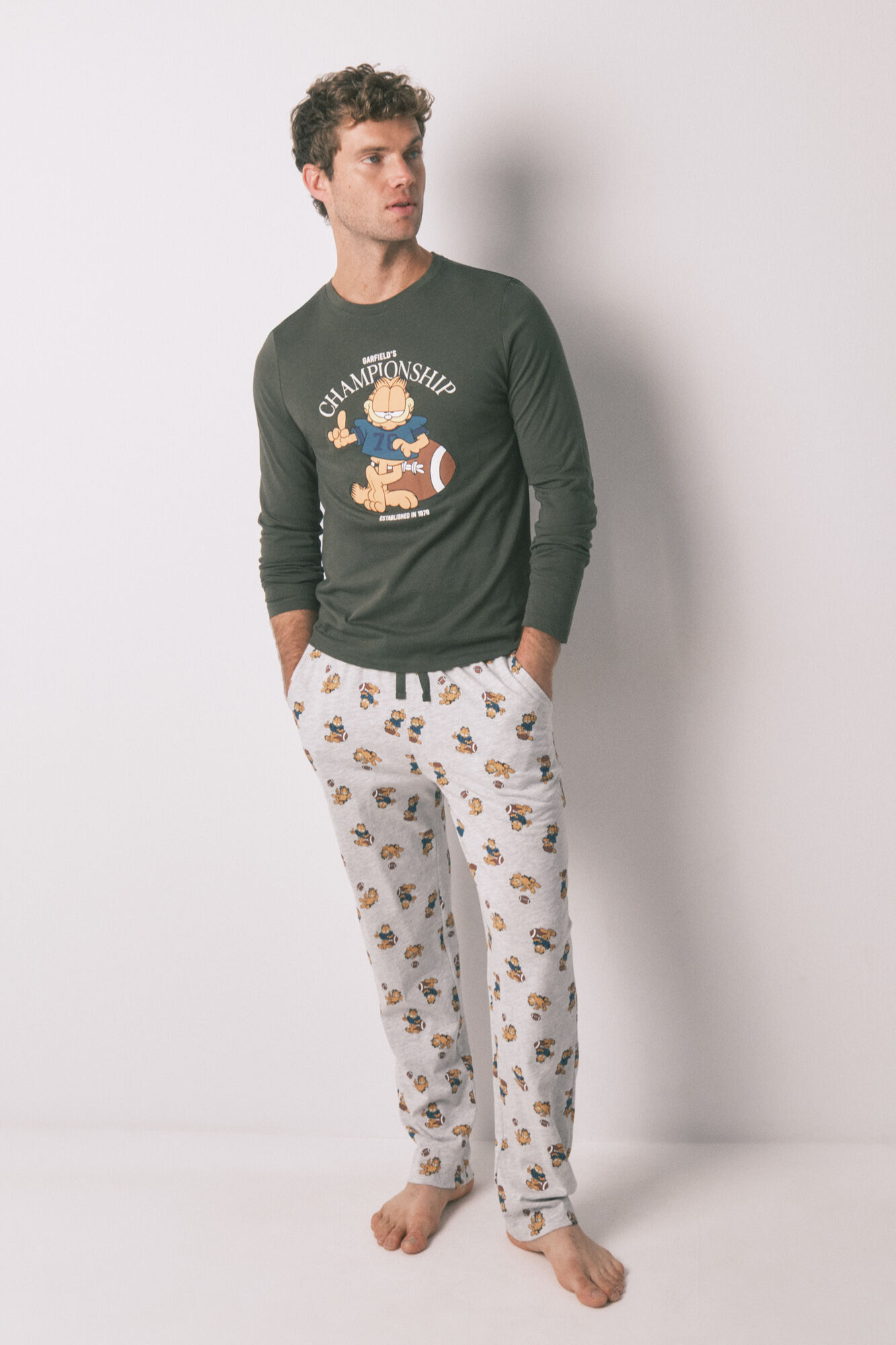 Women'secret Pijama larga "Garfield" para hombre 100% algod&oacute;n