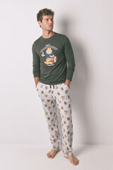 Women'secret Pijama larga "Garfield" para hombre 100% algodón kaki