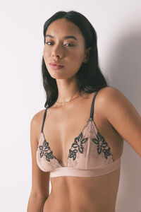 Women'secret Brasier de tul bordado negro NATURAL