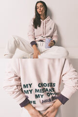 HI&BYE Sudadera con capucha de felpa de algod&oacute;n rosa rosa