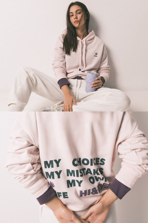 HI&BYE Sudadera con capucha de felpa de algod&oacute;n rosa rosa