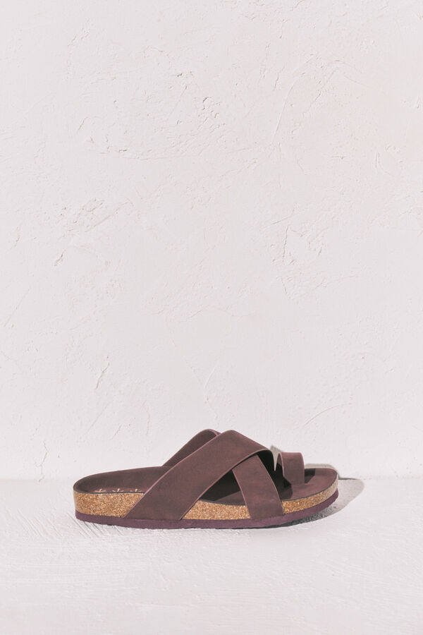 Women'secret Sandalias bio de tiras cruzadas granate p&uacute;rpura