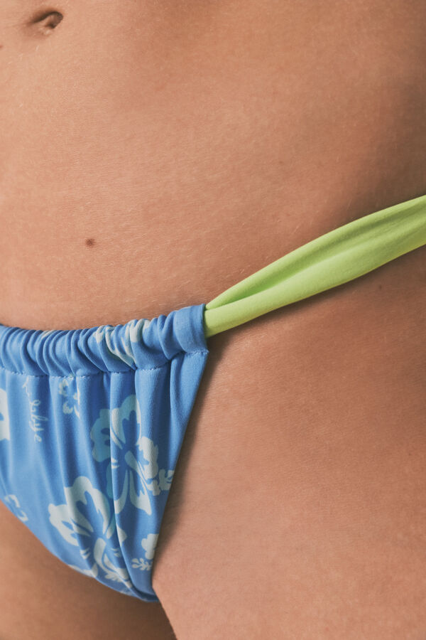 HI&BYE Panty de bikini brasile&ntilde;o de tiras azul tropical azul