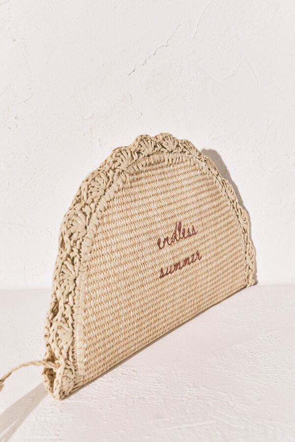 Women'secret Neceser de rafia bolsa de mano caf&eacute;