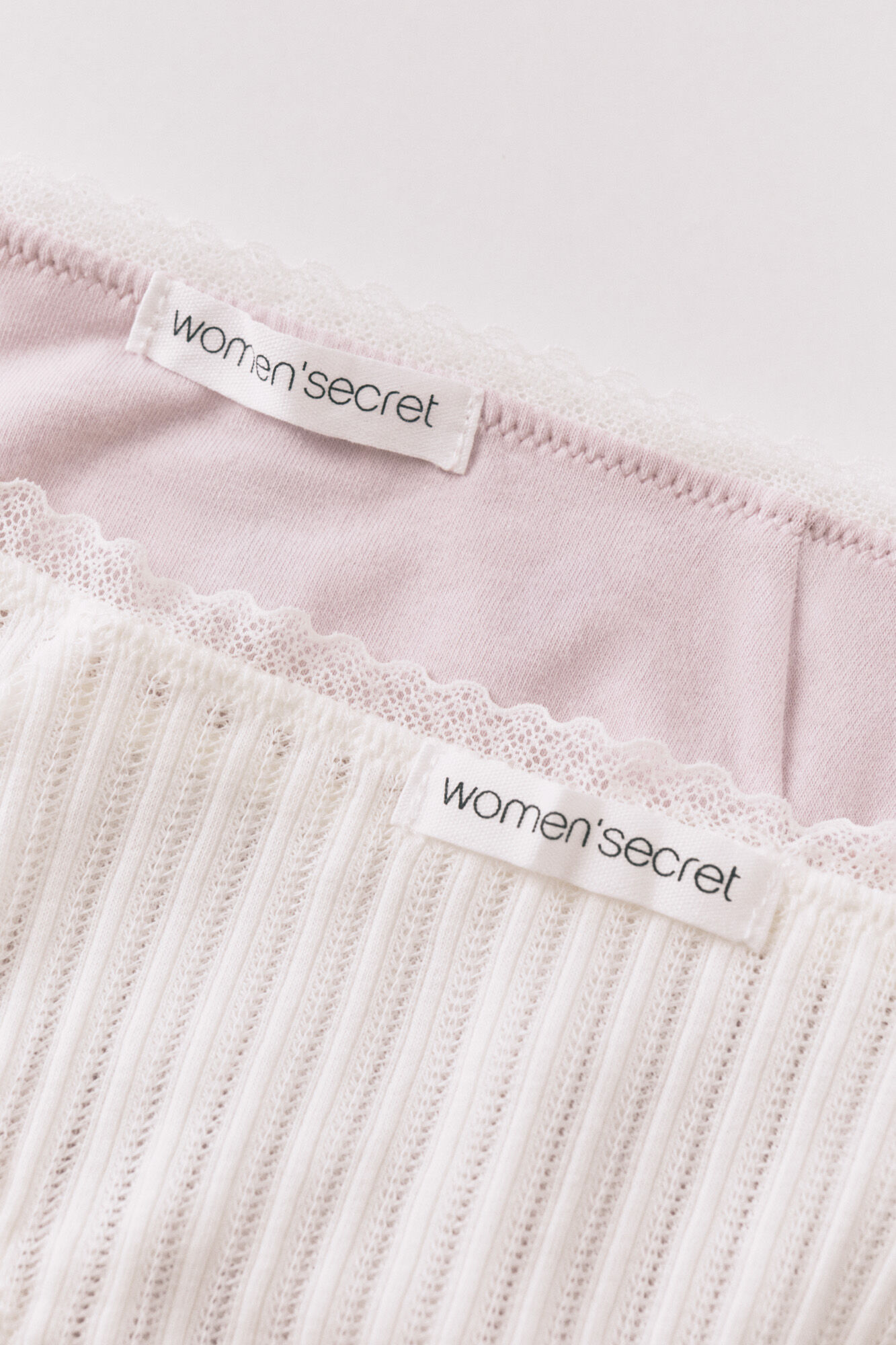 Women'secret Pack de 2 panties cl&aacute;sicas de algod&oacute;n rosa y estampado blanco