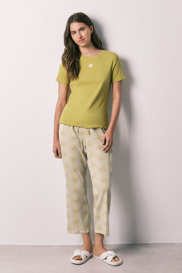 Women'secret Pijama capri de algod&oacute;n soles verde verde
