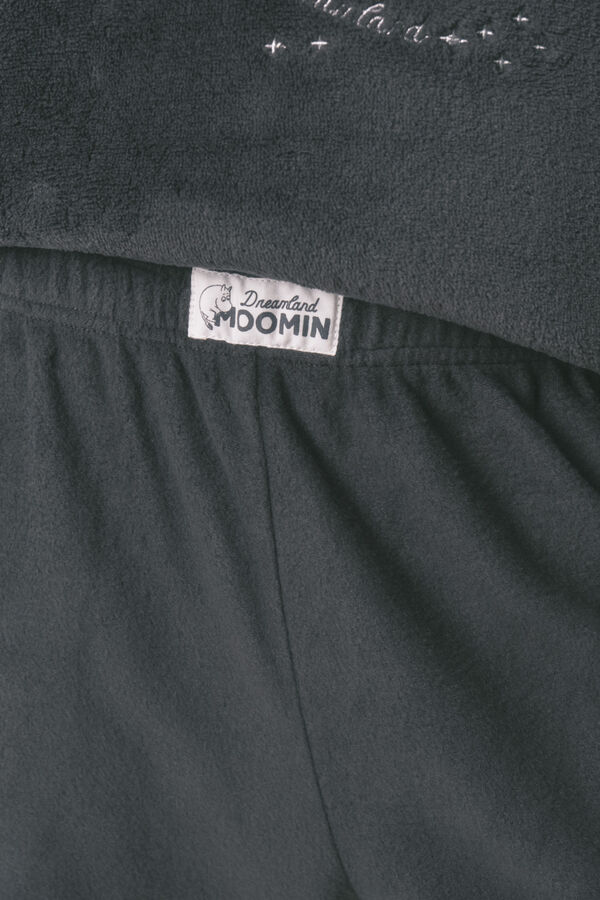 Women'secret Pijama larga estampado Moomin de polar gris gris