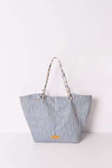 Womensecret Bolsa shopper de lona a rayas azul