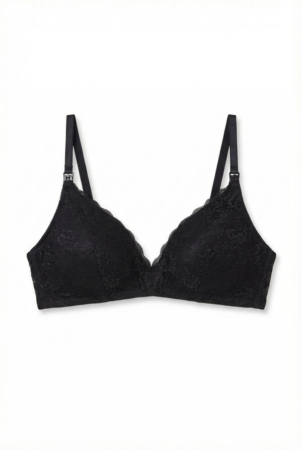 Women'secret Brasier maternity triangular relleno de encaje negro LOVELY negro