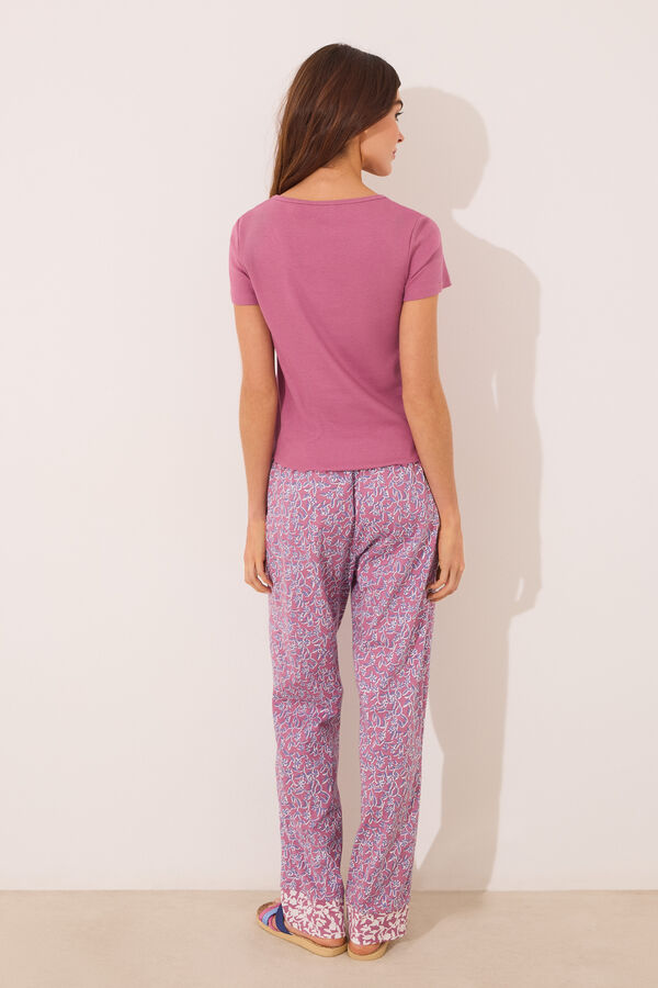 Womensecret Pijama de manga manga corta de algodón rosa rosa
