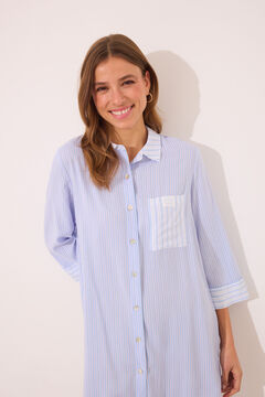 Womensecret Playera de dormir short de viscosa a rayas azul