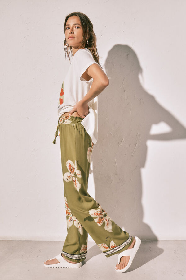 Women'secret Pantal&oacute;n largo estampado de flores estampado
