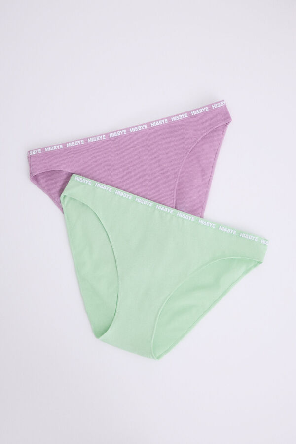 Womensecret Pack 3 bragas clásicas blanco, lila, verde blanco