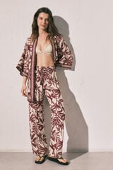 Women'secret Pantal&oacute;n largo estampado granate p&uacute;rpura