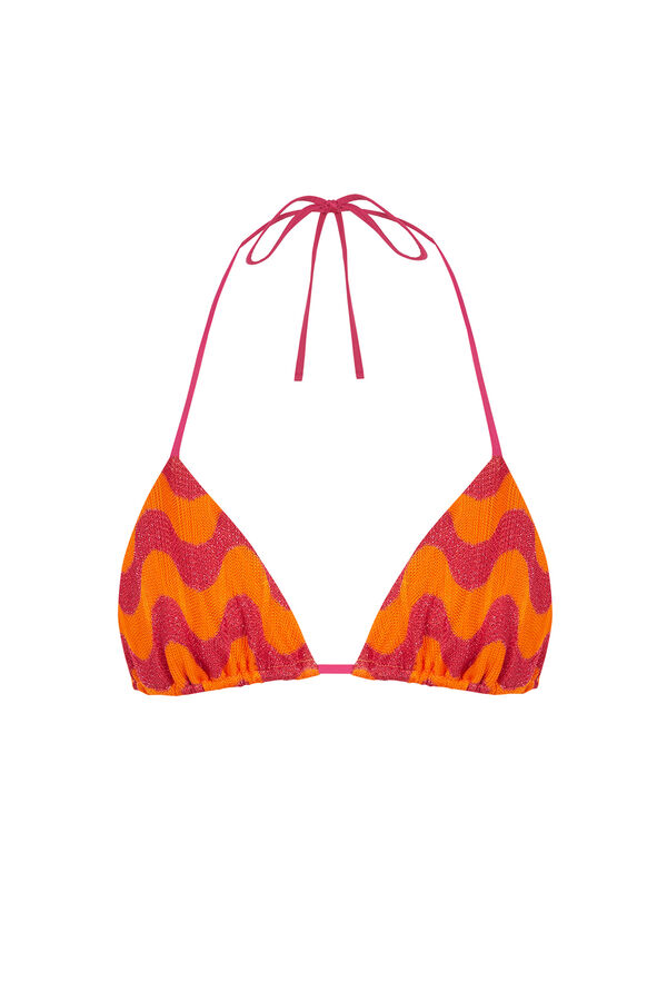 Womensecret Top de bikini triangular con estampado geométrico rosa rosa