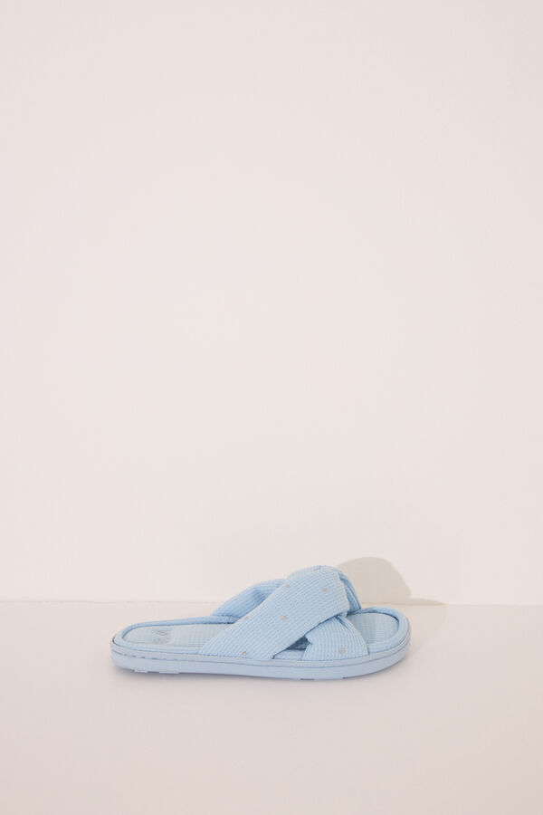 Womensecret Pantufla de ducha con nudo azul tipo gofre azul