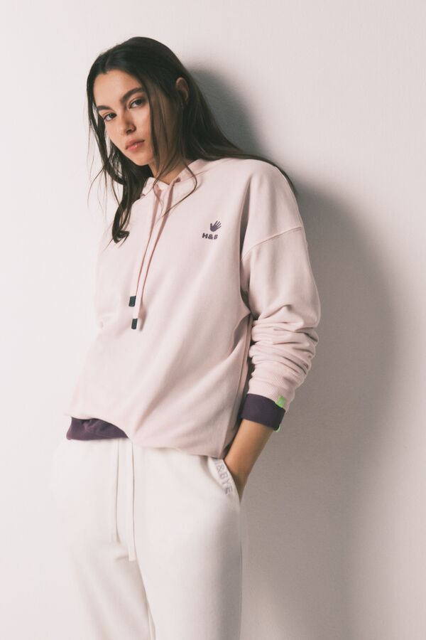 HI&BYE Sudadera con capucha de felpa de algod&oacute;n rosa rosa