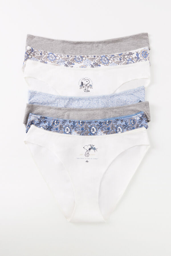 Womensecret Pack 7 panties clásicos algodón lisos y estampado Snoopy estampado