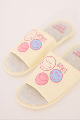Womensecret Pantuflas para casa de casa abiertas Smiley amarillo