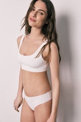 Women'secret Tanga clean cut de microfibra blanca marfil