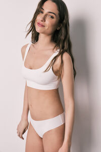 Women'secret Tanga clean cut de microfibra blanca