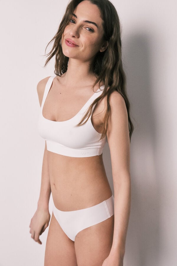 Women'secret Tanga clean cut de microfibra blanca marfil